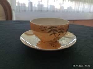 Japanische Teetasse Unterteller Porzellan Untertasse mit Geisha Gesicht Bild 4
