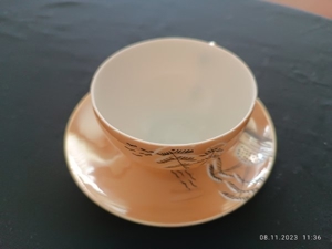 Japanische Teetasse Unterteller Porzellan Untertasse mit Geisha Gesicht Bild 3