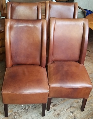 4 braune beige bequeme Lederstühle gut erhalten