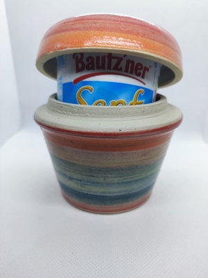 Bautzner Senftopf Keramik gruen incl. Bautzener SenfBecher Bild 6