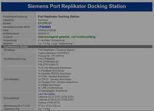 Verkaufe neuwertige Docking Station, Port Replicator für Fujitsu Lifebook Bild 2