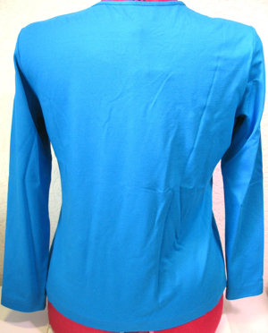 Edles Shirt   Pullover Gr. 40 Eugen Klein - azurblau - Blumenmotiv - Neu mit Etikett Bild 6