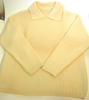 Warmer Damen Strickpullover wollweiß - Wolle - Gr. 38   40 mit Kragen + Strickmuster Bild 2