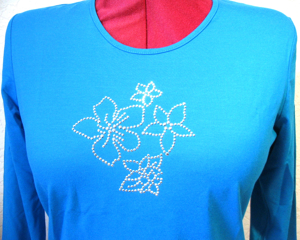 Edles Shirt   Pullover Gr. 40 Eugen Klein - azurblau - Blumenmotiv - Neu mit Etikett Bild 2