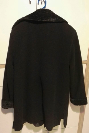 Damen Mantel Jacke schwarz mit Kunstpelzbesatz Größe 40 mit Kaschmir, Schurwolle Bild 6