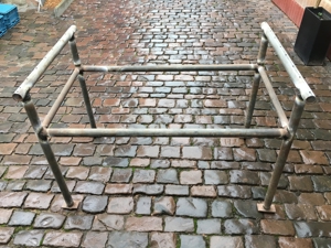 Werkbank Tisch Holz Platte Rund Stahl Gestell Werkstatt Arbeit Bild 10