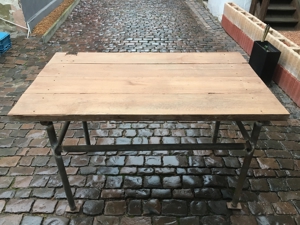 Werkbank Tisch Holz Platte Rund Stahl Gestell Werkstatt Arbeit Bild 5