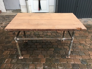 Werkbank Tisch Holz Platte Rund Stahl Gestell Werkstatt Arbeit