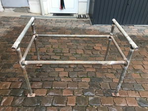 Werkbank Tisch Holz Platte Rund Stahl Gestell Werkstatt Arbeit Bild 7