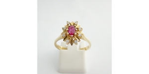 Ring Gelbgold Brillant Rubin Edelstein Diamant 585er / 14 kt Bild 2