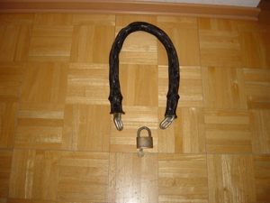 Eisenkette galvanisch verzink für Rad schwer 1,6kg 90cm lang Fahrradkette mit Schloß Bild 1
