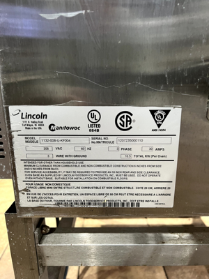 LINCOLN IMPINGER ELECTRIC DOUBLE STACK PIZZA CONVEYOR OVEN MODEL 1132-008-U-KF00 Bild 2