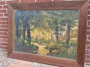 Landschaftsbild "Wald mit Bach" - Ölgemälde (Kunstdruck)