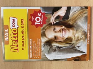 NettoKom Prepaid Sim Karte DE Nummer mit ca.9,96 EUR Restguthaben 