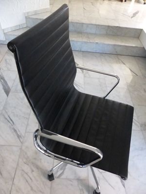 Vitra EA 119 Eames Alu-Chair Bürodrehstuhl, Leder schwarz Bild 1
