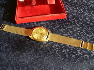 Goldene OMEGA CONSTELLATION mit Milanese Goldband 18 KT Bild 1