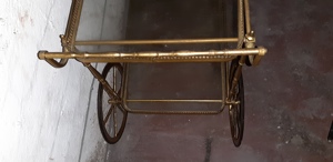 antiker Teewagen Servierwagen Messing und Glas, auf 2 Etagen BARwagen Bild 5