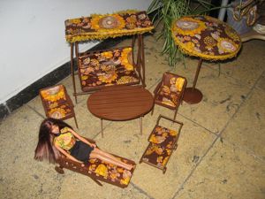 70er Gartenmöbel für barbie+co Puppehaus-Puppenstube