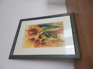 Aquarell Bild Wandbild inklusive Rahmen Motiv Sonnenblumen von Heidi Niederhöfer 2006 Bild 4