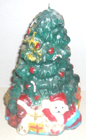 Echte Wachskerze als geschmückter Weihnachtsbaum Deko unbenutzt Bild 1
