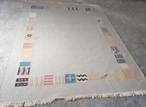 Designteppich 2.50x2m grau mit Quadraten bunt vintage 80er