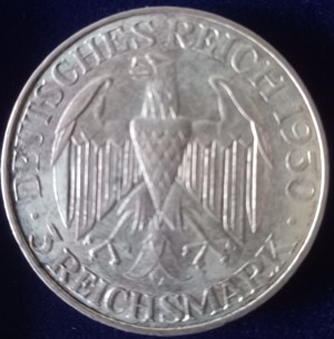 3 Reichsmark, 1930, F, Zeppelin Weltflug 1929, Weimarer Republik, Silber Bild 2