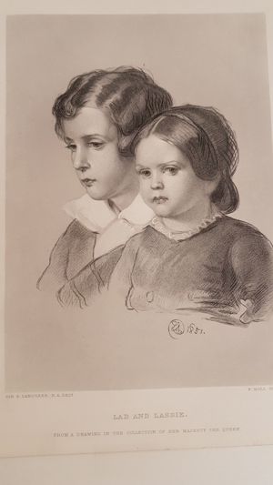 Grafik Stahlstich Lad and Lassie Kind Junge Mädchen Biedermeier Bild 5