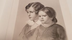 Grafik Stahlstich Lad and Lassie Kind Junge Mädchen Biedermeier Bild 7