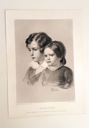 Grafik Stahlstich Lad and Lassie Kind Junge Mädchen Biedermeier Bild 4