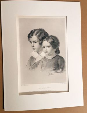 Grafik Stahlstich Lad and Lassie Kind Junge Mädchen Biedermeier Bild 3