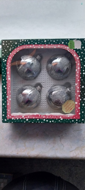 Weihnachtsschmuck "Kugel", silber, 4er-Set