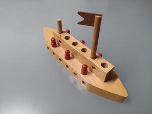 Altes Holzspielzeug   Deko, Schiff zum zusammenstecken Bild 2