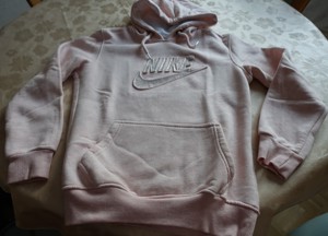 Hoodie, Shirt mit Kapuze, Kapuzenshirt, Gr. M, ca. Gr. 36 38, Känguruhtaschen, rosa-weiß meliert
