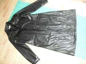 1x Damen Lang Kunstlederjacke Schwarz Gr.38-40 Top Zustand!