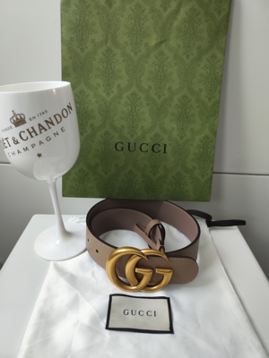 Gucci Gürtel Belt Staubbeutel Tüte Taupe Blassrose  Bild 1