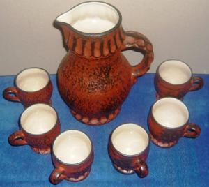 Keramik Set Krug m. 6 Tassen Dümler & Breiden top erhalten Deko Bild 1