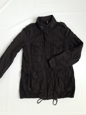 Parka Gr 34 Jacke "DIVIDED" anthrazitfarben mit Kapuze im Kragen + Ohrringe geschenkt Bild 6