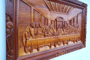 Das letzte Abendmahl, Leonardo da Vinci, Holzschnitzerei, Kunst, handgefertigt, einzigartig Bild 2