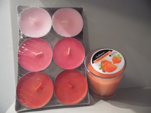 neu Deko Duftkerze und große  Teelichter