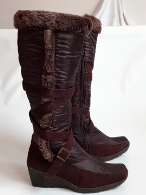 Stiefel braun Gr. 39 gefüttert, Keilabsatz