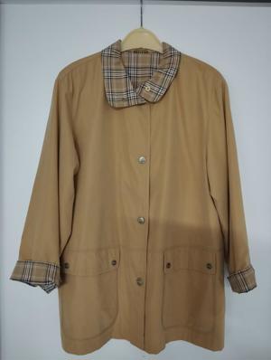 1 Damenjacke, hellbraun beige, Kragen- Ärmelaufschlag kariert (2)