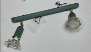Wandstrahler bzw. Deckenstrahler zweiflammig - grün-metallic, inkl. LED-Lampen Bild 1