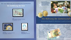 Der Euro 2002 12 Stück 1 Euro Kursmünzen und Briefmarken der EU-Staaten Bild 4