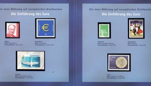 Der Euro 2002 12 Stück 1 Euro Kursmünzen und Briefmarken der EU-Staaten Bild 3
