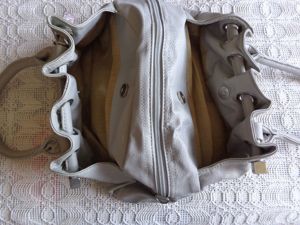 Vintage - Tasche, Handtasche, Kunstleder, hellgrau Bild 4