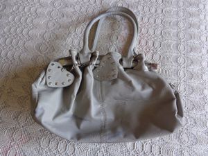 Vintage - Tasche, Handtasche, Kunstleder, hellgrau Bild 1