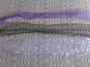 Tüllbänder, 2 Stück und 1 Spitzenband, Kinderhaarschmuck Haarschmuck, je ca. 70 cm lang, kpl. 1,50   Bild 2
