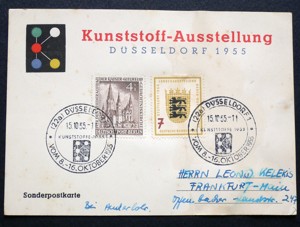 Briefmarken: BRD 1955 Sonderpostkarte Kunststoff-Ausstellung