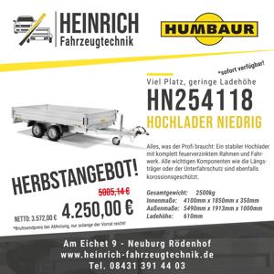 Humbaur HN 254118 - 2500 kg Tandem-Hochlader niedrig - NEU Bild 9