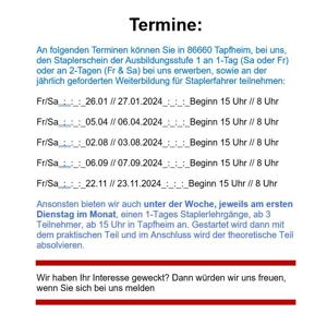 Tapfheim 2024 Staplerlehrgang, Staplerschein, Abseilschulung vom Hochregalstapler Bild 3